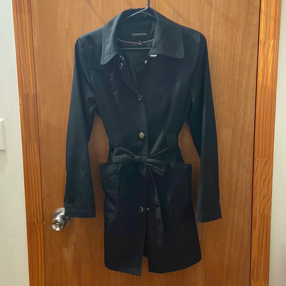 London Fog Black Trench Coat Small
